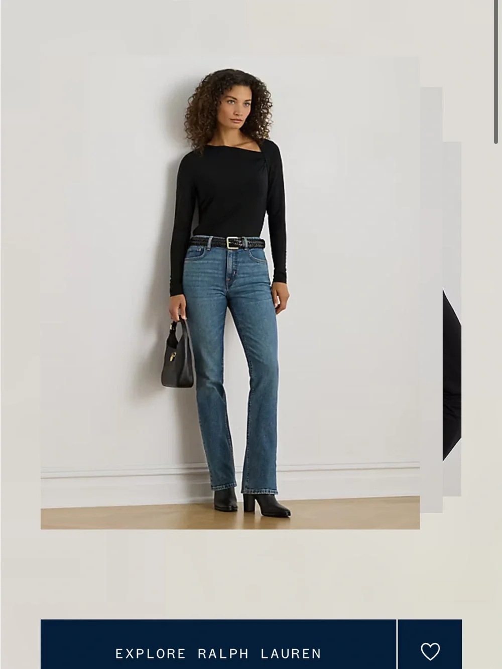 Lauren Ralph Lauren Black Asymmetrical Stretch Jersey Top - Picture 4 of 16